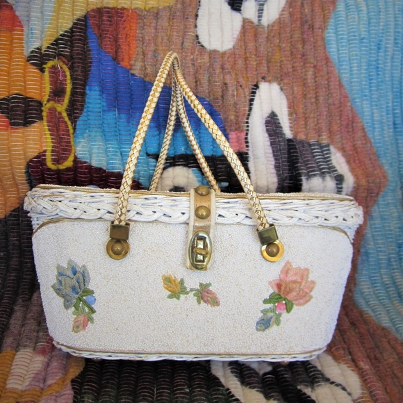 Midas of Miami Handbags - Vintage 1940's Micro Beaded Picnic Basket Purse